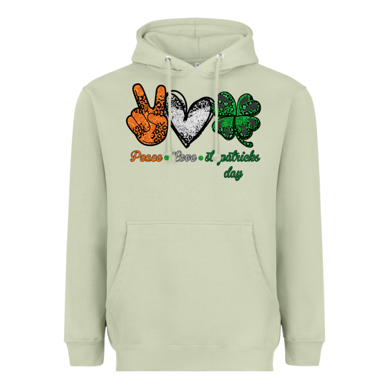 Peace Love St Patrick's Day Heavyweight Hoodie by Bettercallsaul | Teevron