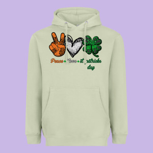 Peace Love St Patrick's Day Heavyweight Hoodie Designed By Bettercallsaul