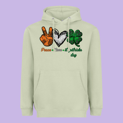 Peace Love St Patrick's Day Heavyweight Hoodie Designed By Bettercallsaul
