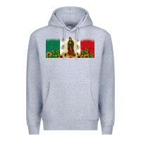 Heather Grey lady of guadalupe mexican flag Premium Hoodie - JahusDesignShop