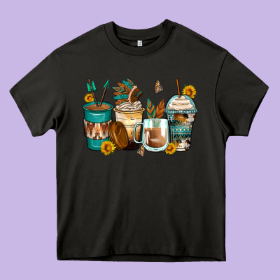 Indian Headdress Coffee Cups Heavy Core Tee Designed By Zillion Design Studio