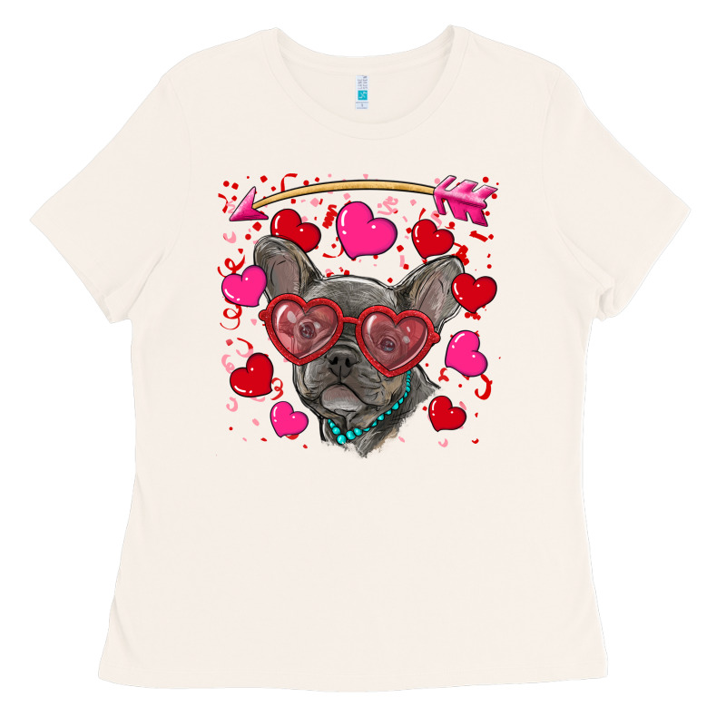 Valentine's Day French Bulldog Puppy Ladies Tee by RanaPortraitStore | Teevron