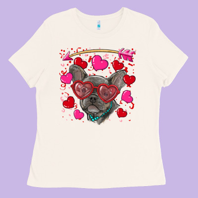 Valentine's Day French Bulldog Puppy Ladies Tee Designed By Ranaportraitstore