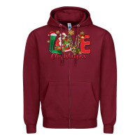 Burgundy love christmas black santa Zipper Hoodie - MaliasSmallBusiness