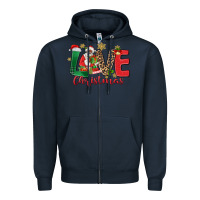 Navy love christmas black santa Zipper Hoodie - MaliasSmallBusiness