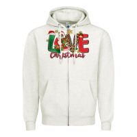 Oatmeal Heather love christmas black santa Zipper Hoodie - MaliasSmallBusiness
