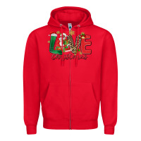 Red love christmas black santa Zipper Hoodie - MaliasSmallBusiness