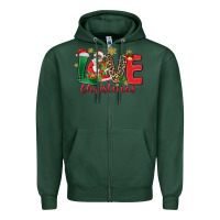 Sports Green love christmas black santa Zipper Hoodie - MaliasSmallBusiness