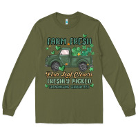 Army Green farm fresh four leaf clovers Long Sleeve Tee - MaliasSmallBusiness