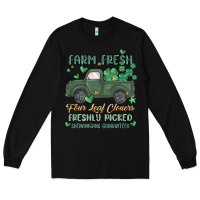 Black farm fresh four leaf clovers Long Sleeve Tee - MaliasSmallBusiness