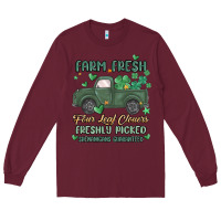 Burgundy farm fresh four leaf clovers Long Sleeve Tee - MaliasSmallBusiness