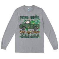 Heather Grey farm fresh four leaf clovers Long Sleeve Tee - MaliasSmallBusiness