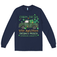 Navy farm fresh four leaf clovers Long Sleeve Tee - MaliasSmallBusiness