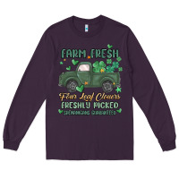 Plum farm fresh four leaf clovers Long Sleeve Tee - MaliasSmallBusiness