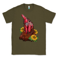 Army Green rooster sunflower Classic Tee - BarkalooDesign