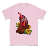 Bubblegum Pink rooster sunflower Classic Tee - BarkalooDesign