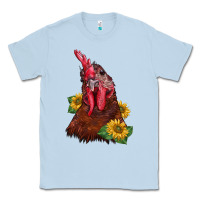 Dusty Blue rooster sunflower Classic Tee - BarkalooDesign