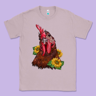 Rooster Sunflower Classic Tee Designed By Barkaloodesign