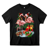 Black Christmas flamingo Heavy Core Tee - BarkalooDesign