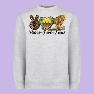 Peace Love Lions Heavyweight Sweatshirt Designed By Lillyallendesigns
