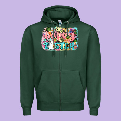Happy Easter Zipper Hoodie Designed By Nancycooperartshop