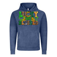 Vintage Denim lucky and blessed with coins and shamrocks Vintage Hoodie - AdoDesignShop