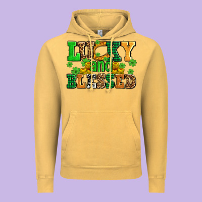 Lucky And Blessed With Coins And Shamrocks Vintage Hoodie Designed By Adodesignshop
