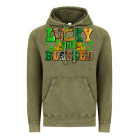 Vintage Olive lucky and blessed with coins and shamrocks Vintage Hoodie - AdoDesignShop