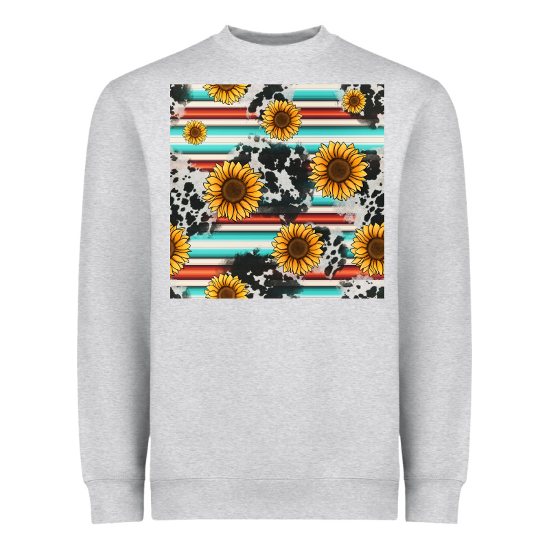 Serape Cowhide Sunflowers Seamless Pattern 12inch Heavyweight Sweatshirt by Jasminsmagicworld | Teevron