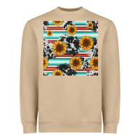 Mushroom serape cowhide sunflowers seamless pattern 12inch Heavyweight Sweatshirt - Jasminsmagicworld