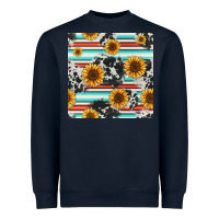 Navy serape cowhide sunflowers seamless pattern 12inch Heavyweight Sweatshirt - Jasminsmagicworld