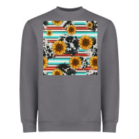 Storm serape cowhide sunflowers seamless pattern 12inch Heavyweight Sweatshirt - Jasminsmagicworld