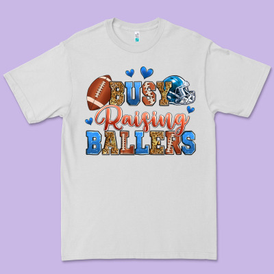 Busy Raising Ballers American Football Premium Tee Designed By Zillion Design Studio