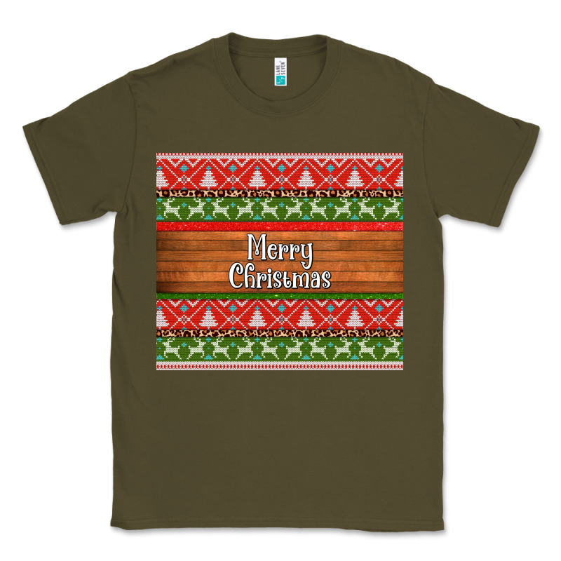 Merry Christmas Knitted Reindeer Pattern Classic Tee by Jasminsmagicworld | Teevron