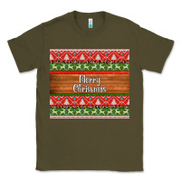 Army Green merry christmas knitted reindeer pattern Classic Tee - Jasminsmagicworld