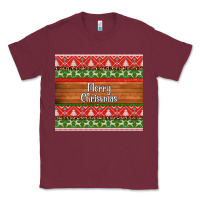 Burgundy merry christmas knitted reindeer pattern Classic Tee - Jasminsmagicworld
