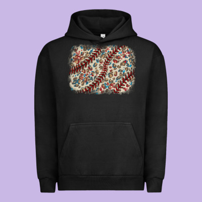 Baseball Leopard Glitter Background Urban Hoodie Designed By Howdyjamesfarm