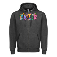 Charcoal Heather Easter Zipper Hoodie - NancyCooperArtShop