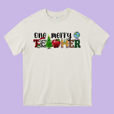 One Merry Teacher Heavy Core Tee Designed By Ranaportraitstore