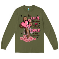 Army Green valentine cross Long Sleeve Tee - MaliasSmallBusiness