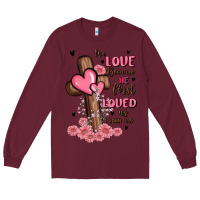 Burgundy valentine cross Long Sleeve Tee - MaliasSmallBusiness