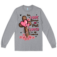 Heather Grey valentine cross Long Sleeve Tee - MaliasSmallBusiness