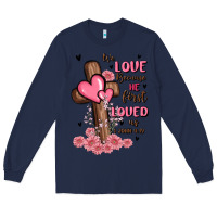 Navy valentine cross Long Sleeve Tee - MaliasSmallBusiness
