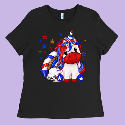 4th Of July American Unicorn Ladies Tee Designed By Texasbilliewilder