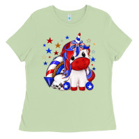 Matcha 4th of july american unicorn Ladies Tee - texasbilliewilder