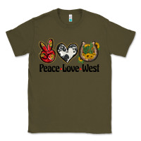 Army Green peace love west Classic Tee - BarkalooDesign