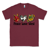 Burgundy peace love west Classic Tee - BarkalooDesign
