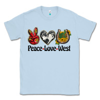 Dusty Blue peace love west Classic Tee - BarkalooDesign
