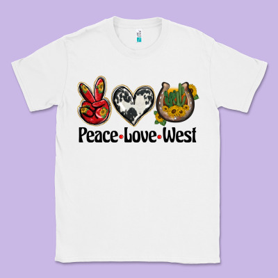Peace Love West Classic Tee Designed By Barkaloodesign