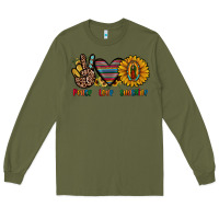 Army Green peace love sunshine Long Sleeve Tee - JahusDesignShop